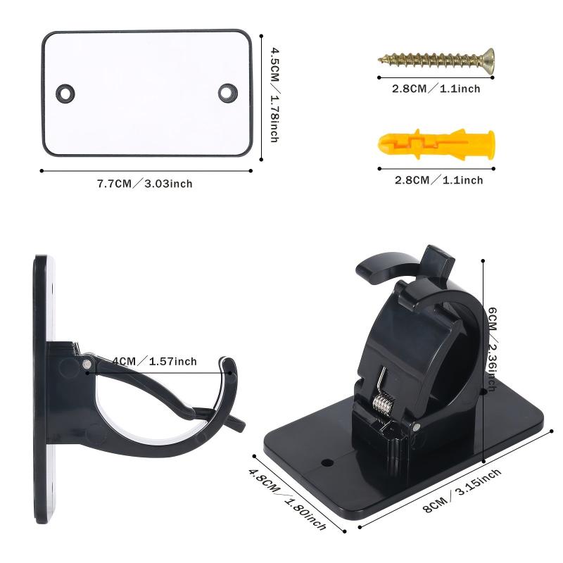 4pcs Adhesive Curtain Pole Brackets for Poles < 40mm, No Drill Curt