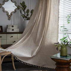 Boho Tassel Translucent Curtain for Bedroom Living Room