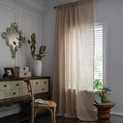 Boho Tassel Translucent Curtain for Bedroom Living Room