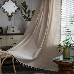 Boho Tassel Translucent Curtain for Bedroom Living Room