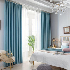 1pc Solid Curtains Grommet Top Curtain for Home Decor