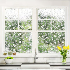 Anti UV Floral Pattern Window Film Privacy Glass Sticker No Glue Cling