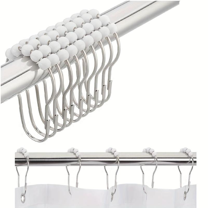 12pcs Stainless Steel Shower Curtain Hooks Rings Bathroom Accessories
