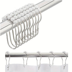 12pcs Stainless Steel Shower Curtain Hooks Rings Bathroom Accessories