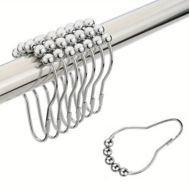 12pcs Stainless Steel Shower Curtain Hooks Rings Bathroom Accessories