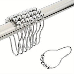 12pcs Stainless Steel Shower Curtain Hooks Rings Bathroom Accessories