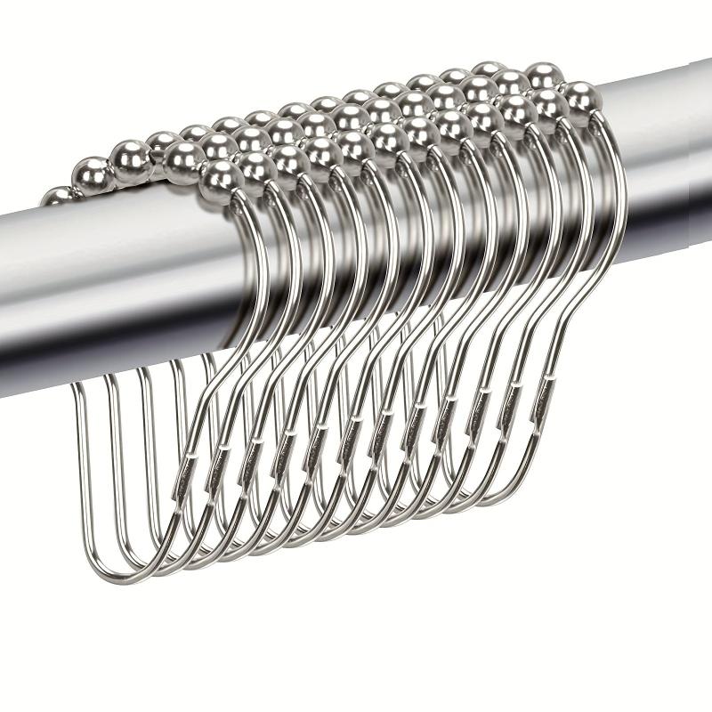 12pcs Stainless Steel Shower Curtain Hooks Rings Bathroom Accessories
