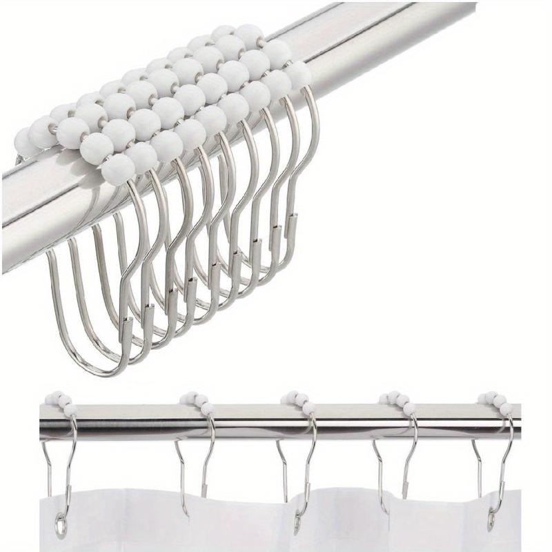 12pcs Stainless Steel Shower Curtain Hooks Rings Bathroom Accessories