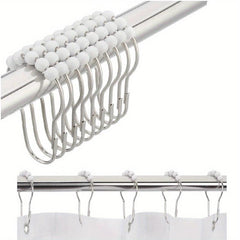 12pcs Stainless Steel Shower Curtain Hooks Rings Bathroom Accessories