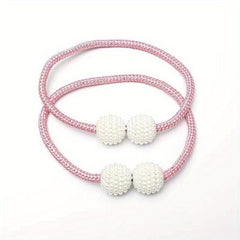 2pcs Faux Pearl Curtain Straps Magnetic Curtain Buckle Curtain Accessories