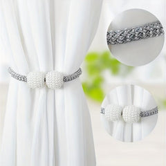 2pcs Faux Pearl Curtain Straps Magnetic Curtain Buckle Curtain Accessories