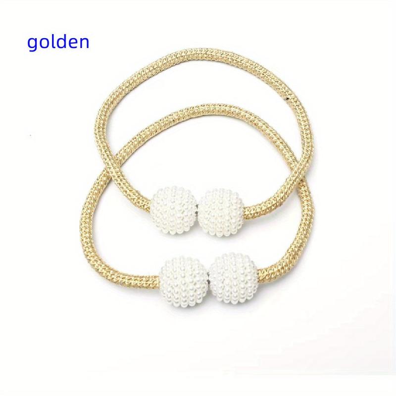 2pcs Faux Pearl Curtain Straps Magnetic Curtain Buckle Curtain Accessories