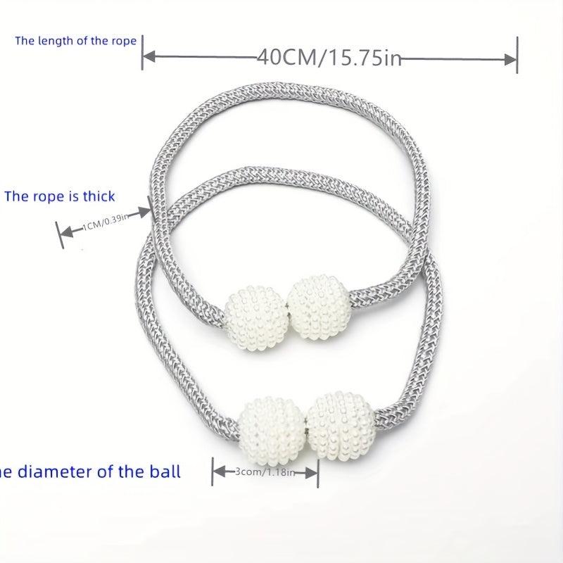 2pcs Faux Pearl Curtain Straps Magnetic Curtain Buckle Curtain Accessories