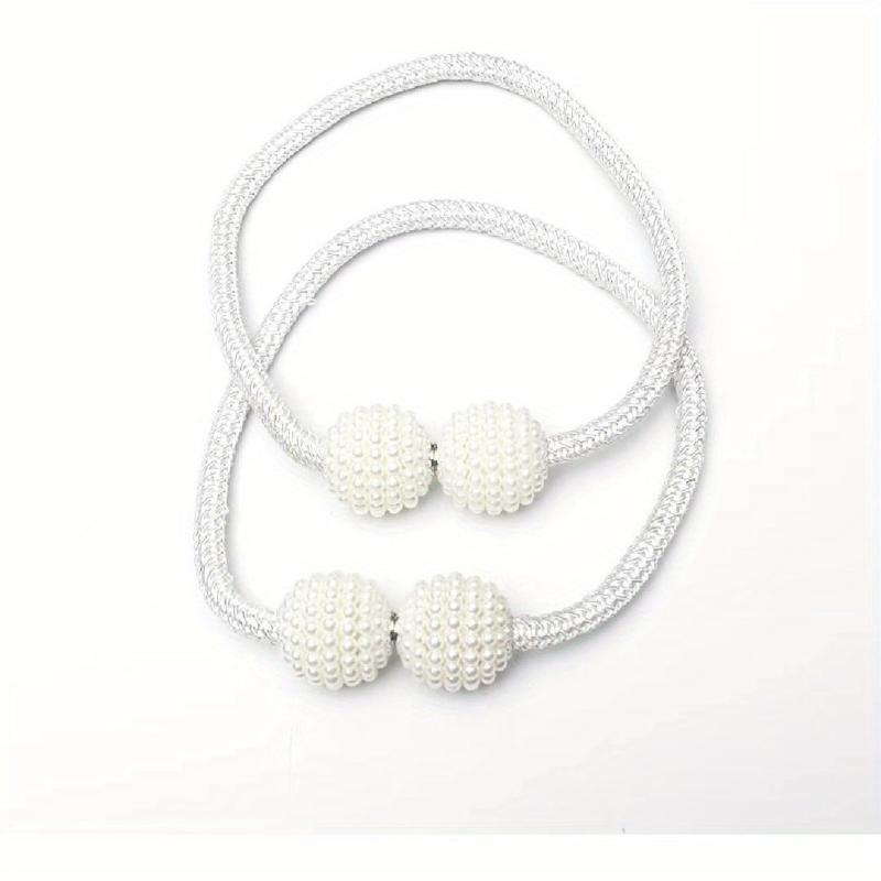 2pcs Faux Pearl Curtain Straps Magnetic Curtain Buckle Curtain Accessories