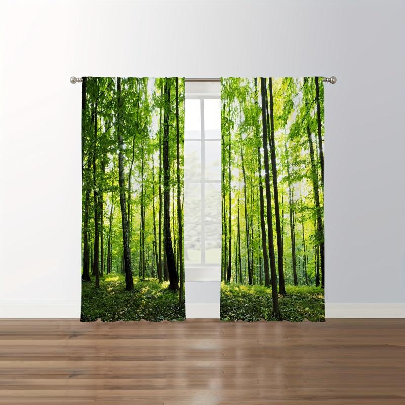 2 Panels Forest Printed Curtain Modern Curtain for Living Room Bedroom