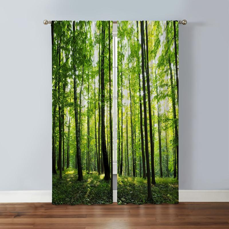 2 Panels Forest Printed Curtain Modern Curtain for Living Room Bedroom