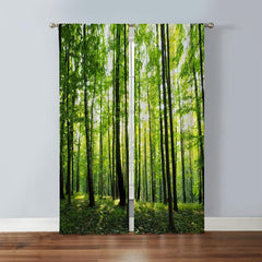 2 Panels Forest Printed Curtain Modern Curtain for Living Room Bedroom
