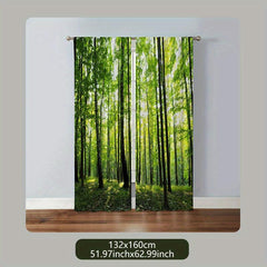 2 Panels Forest Printed Curtain Modern Curtain for Living Room Bedroom