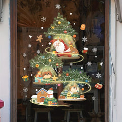 Happy Year Window Stickers Christmas Decorations Shopping Mall Window Glass Deco