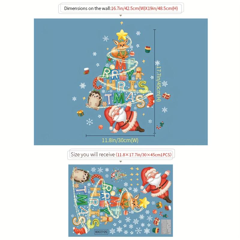 Happy Year Window Stickers Christmas Decorations Shopping Mall Window Glass Deco