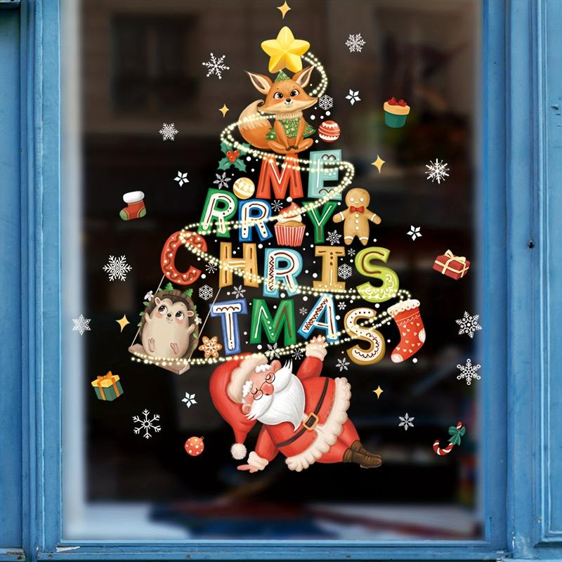 Happy Year Window Stickers Christmas Decorations Shopping Mall Window Glass Deco