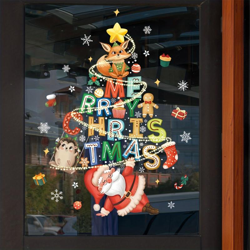 Happy Year Window Stickers Christmas Decorations Shopping Mall Window Glass Deco