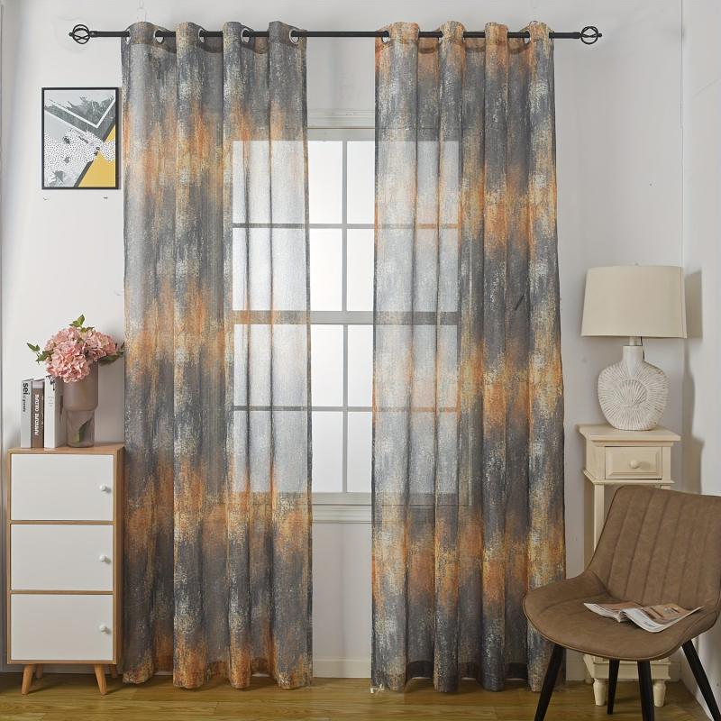 Marble Pattern Sheer Curtain Light Panel