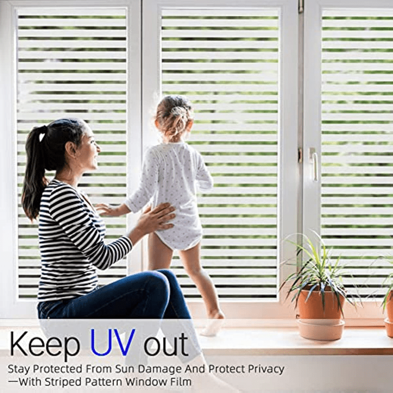 Privacy Window Film Frosted Stripe Glass Films for Home Office