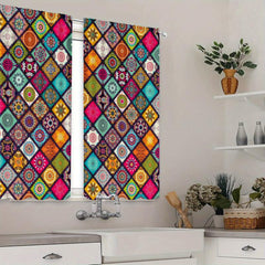 Boho Printed Blackout Curtains - Grommet Top - 3D Flower Effect - Set of 2 Panel