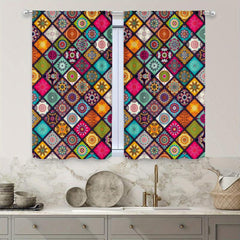 Boho Printed Blackout Curtains - Grommet Top - 3D Flower Effect - Set of 2 Panel