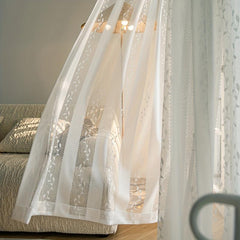 Jacquard Gauze Curtain Willow Sheer Curtain Rod Pocket Living Room Bedroom Decor