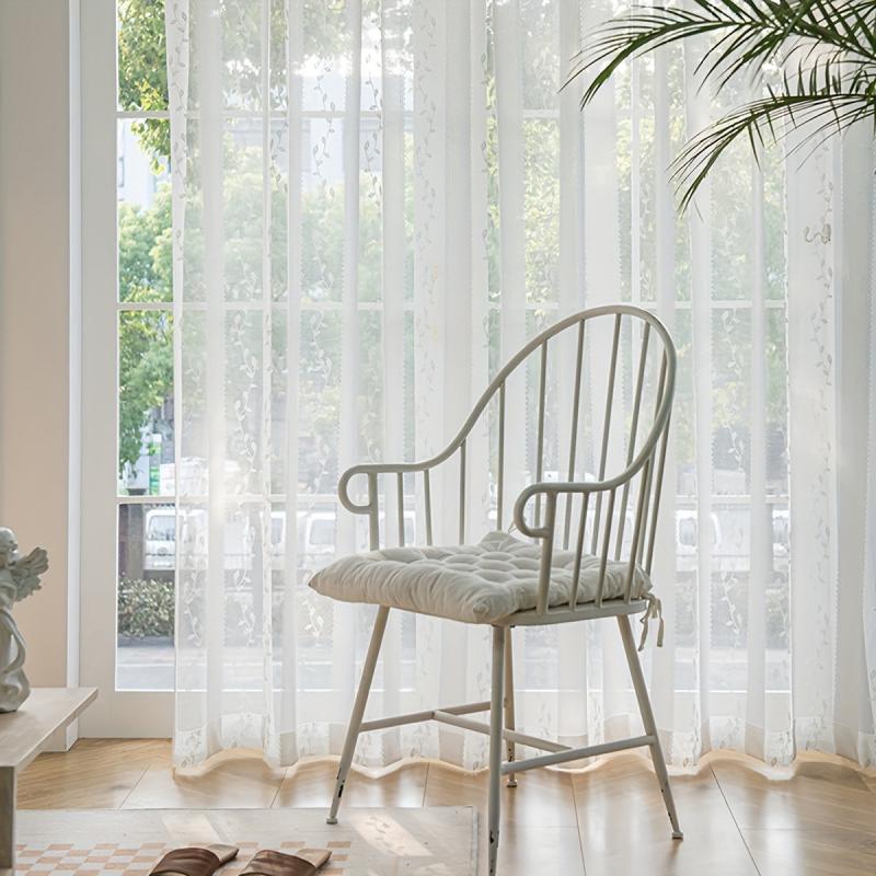 Jacquard Gauze Curtain Willow Sheer Curtain Rod Pocket Living Room Bedroom Decor