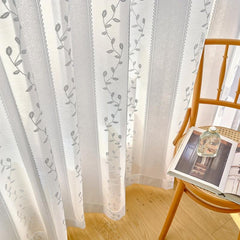 Jacquard Gauze Curtain Willow Sheer Curtain Rod Pocket Living Room Bedroom Decor