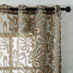 Geometric Tulle Curtain Brown Punch for Living Room Bedroom