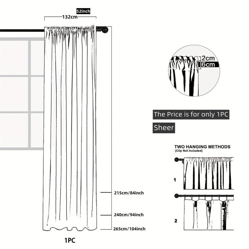 Embroidered Sheer Curtain Geometric Rod Pocket for Living Room Bedroom