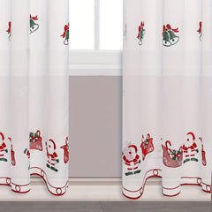 Santa Claus Embroidered Sheer Curtain for Rural Pastoral Decor