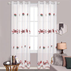 Santa Claus Embroidered Sheer Curtain for Rural Pastoral Decor