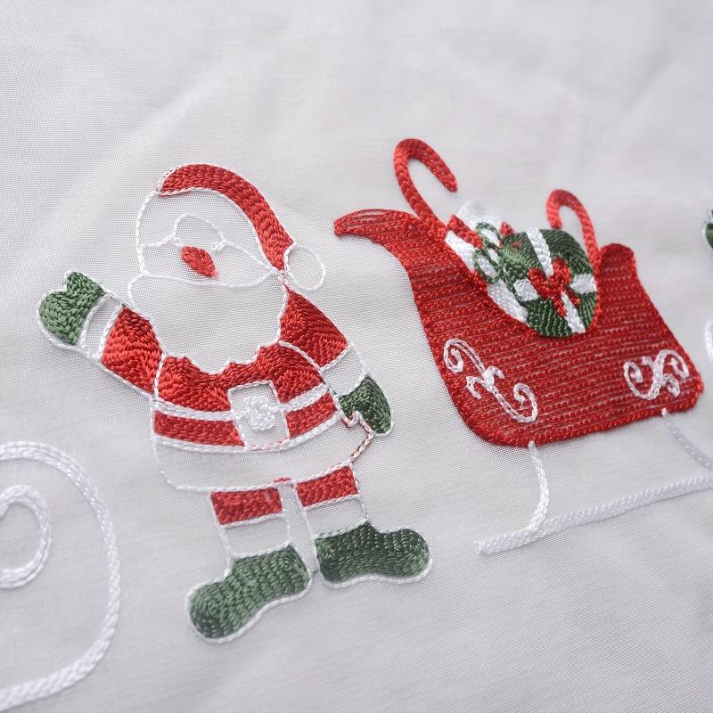 Santa Claus Embroidered Sheer Curtain for Rural Pastoral Decor
