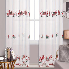Santa Claus Embroidered Sheer Curtain for Rural Pastoral Decor