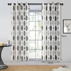Geometric Pattern Oval Curtain for Living Room Kitchen