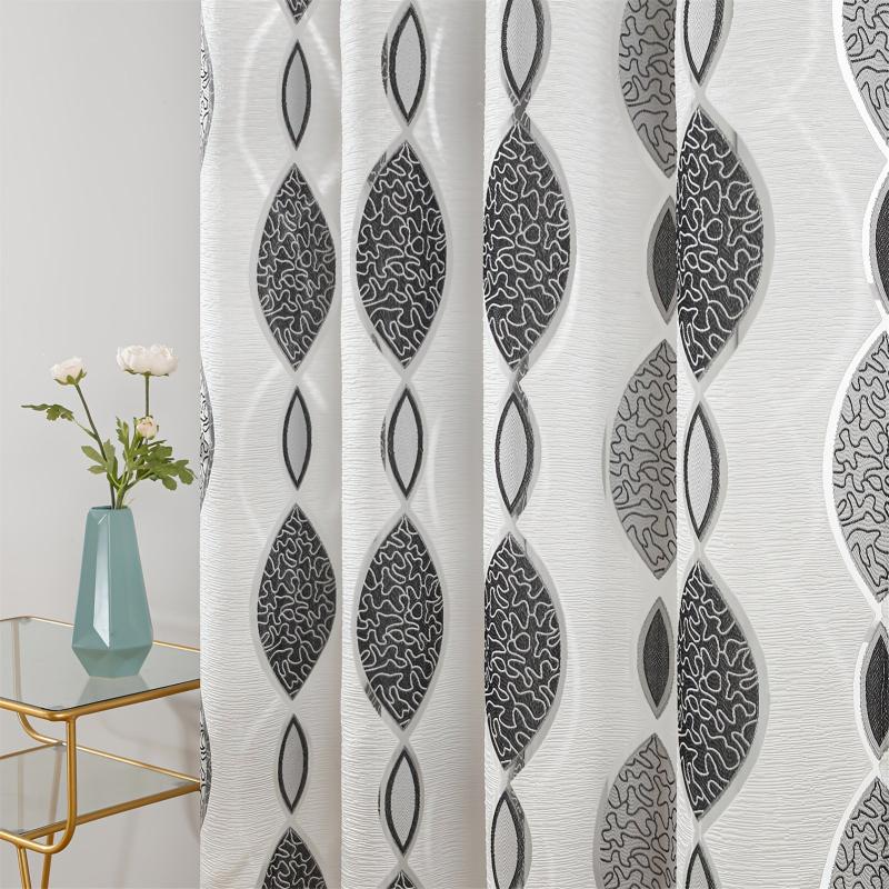 Geometric Pattern Oval Curtain for Living Room Kitchen