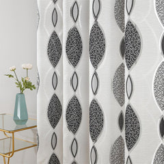 Geometric Pattern Oval Curtain for Living Room Kitchen
