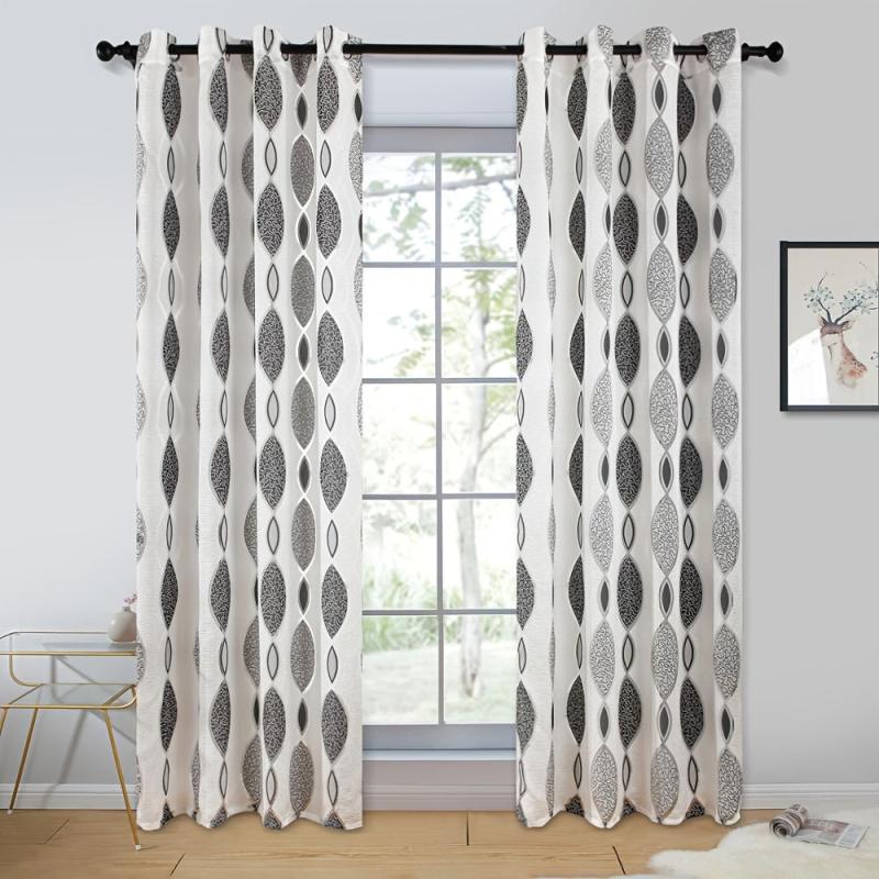 Geometric Pattern Oval Curtain for Living Room Kitchen