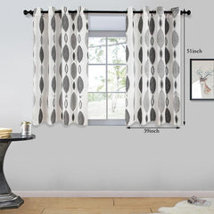 Geometric Pattern Oval Curtain for Living Room Kitchen