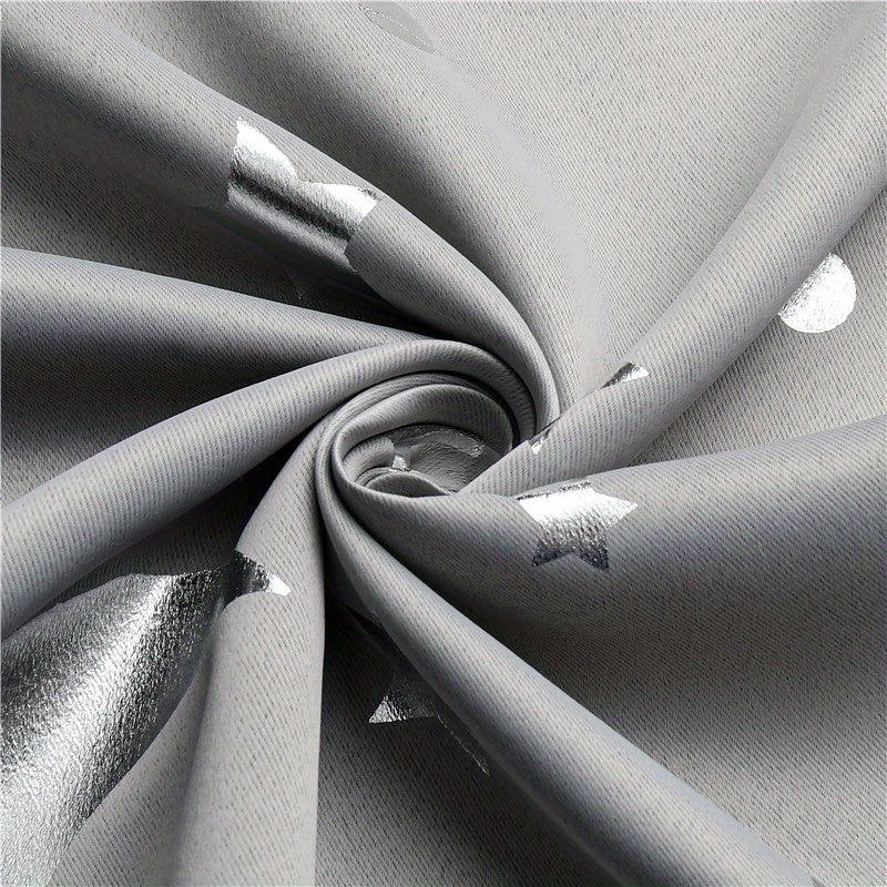 Big Star Moon Pattern Shortcurtain Grey Blackout75 Window Decor