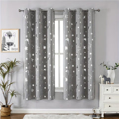 Big Star Moon Pattern Shortcurtain Grey Blackout75 Window Decor