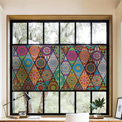 Boho Window Film Colorful Privacy Sticker Easy to Apply