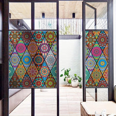 Boho Window Film Colorful Privacy Sticker Easy to Apply