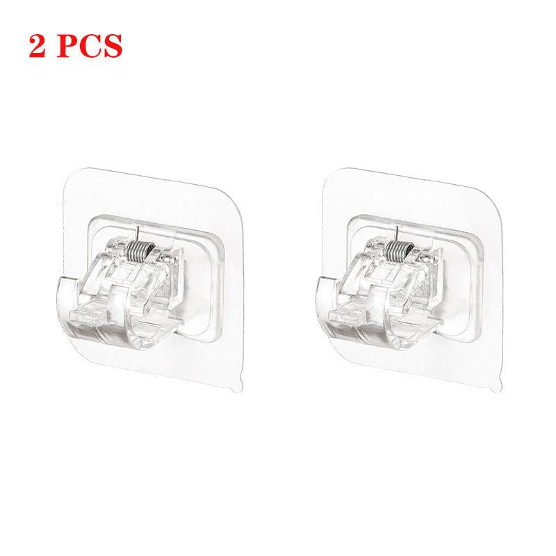 2pcs Nail Adjustable Curtain Rod Holder Clamp Hooks Rod Bracket Holders
