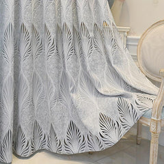 Hollow Leaf Jacquard Sheer Curtain - Enhance Home Decor with Style and Privacy